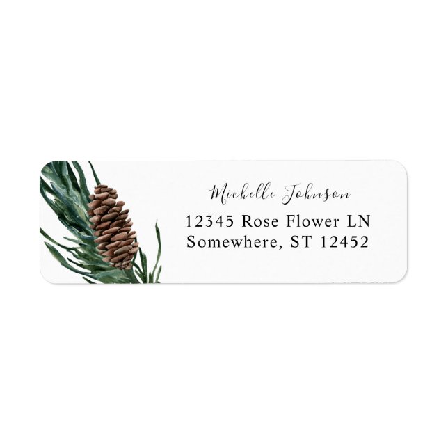 Pine Cone & Greenery Return Address Label (Front)