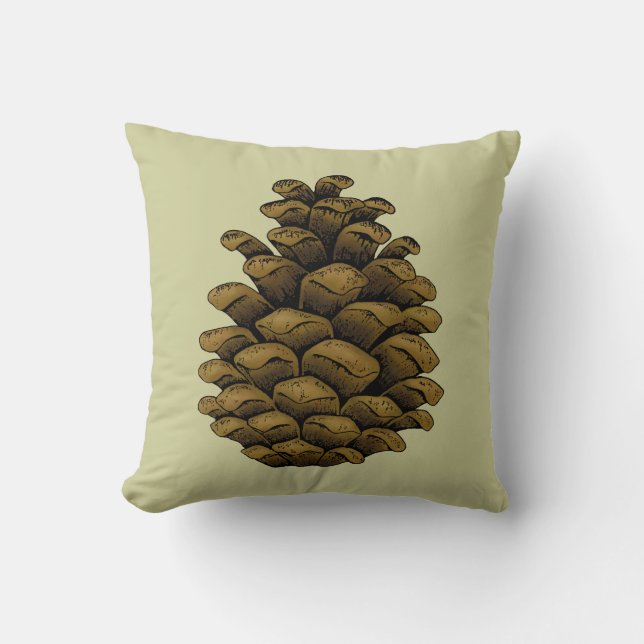 Pine cone Illustration Throw Pillow (Front)