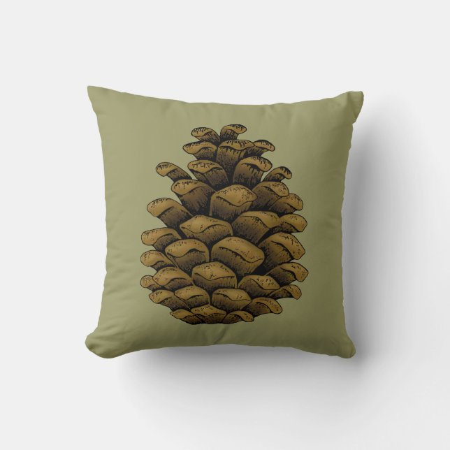 Pine cone Illustration Throw Pillow (Front)