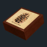 Pine Cone Jewelry Box<br><div class="desc">A digital rendering of a pine cone from Ma'alot-Tarshiha in northern Israel, the Galilee, superimposed on an old paper background. Add your own text. The Aleppo Pine (Pinus halpensis), also known as the Jerusalem Pine is the only species of wild pine that grows in Israel. It is commonly accepted that...</div>