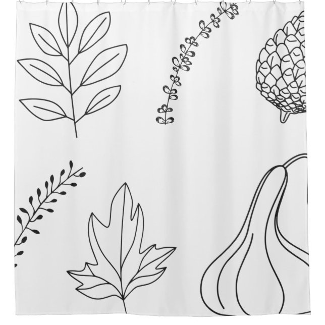 Pine cone leaf squash shower curtain (Front)
