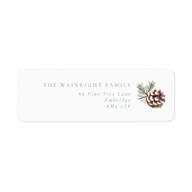 Pine Cone & Leaves Family Return Address Label (Front)