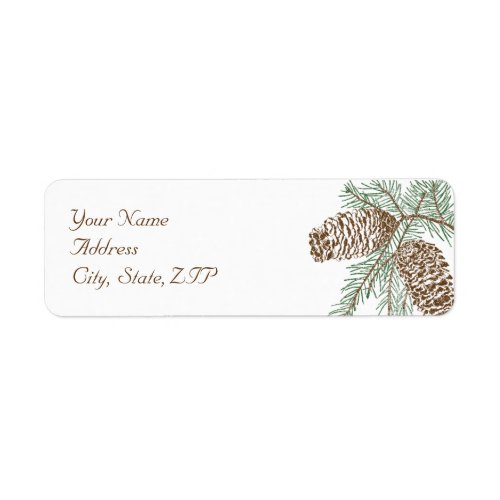 Pine Cone Nature on White Wedding Return Address Label