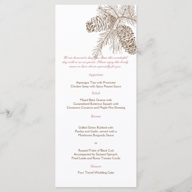 Pine Cone Nature Wedding Menu (Front)