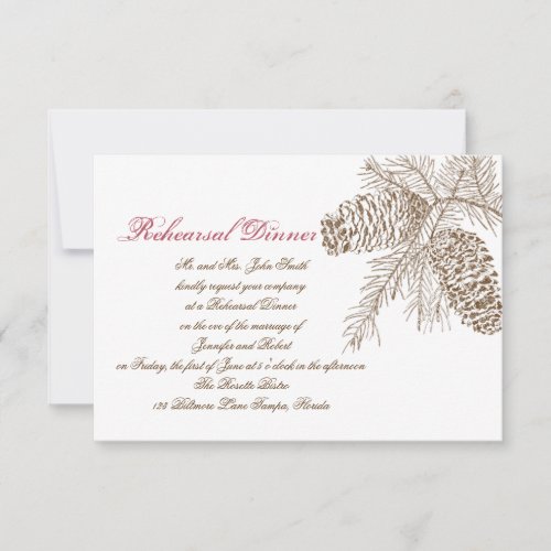 Pine Cone Nature Wedding Rehearsal Custom Announcements