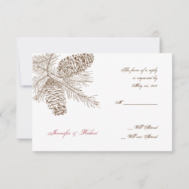 Pine Cone Nature Wedding Response Card (Front)