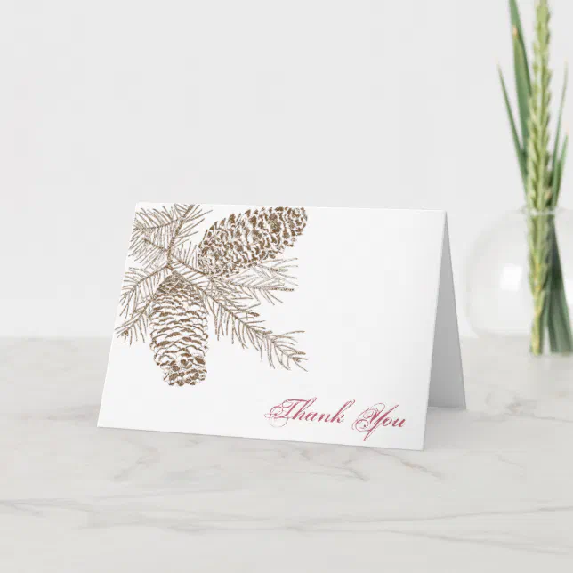 Pine Cone Nature Wedding Thank You card | Zazzle