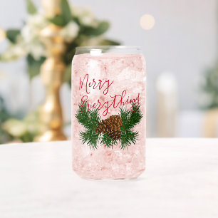 Pine Cone Needles Merry Everything Word Art Can Glass