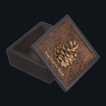 Pine Cone On Fallen Needles Gift Box<br><div class="desc">A digital rendering of a pine cone from Ma'alot-Tarshiha in northern Israel, the Galilee, superimposed on a background image of fallen needles. Add your own text. The Aleppo Pine (Pinus halpensis), also known as the Jerusalem Pine is the only species of wild pine that grows in Israel. It is commonly...</div>