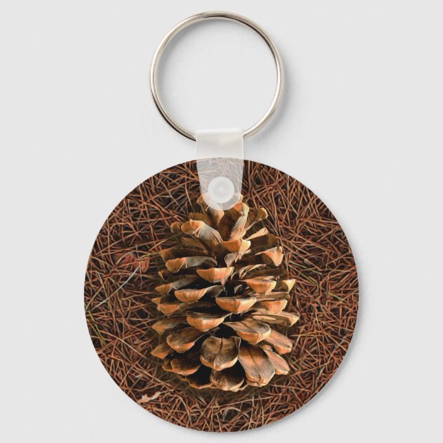 Pine Cone On Fallen Needles Keychain (Front)