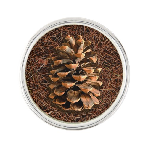 Pine Cone On Fallen Needles Lapel Pin