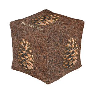 Pine Cone On Fallen Needles Pouf