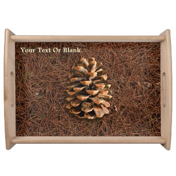 Pine Cone On Fallen Needles Serving Tray by Bluestar48 at Zazzle