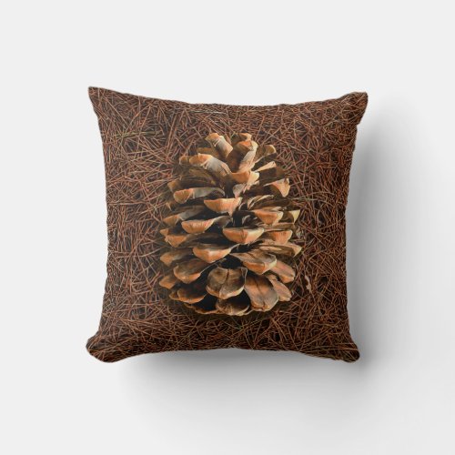 Pine Cone On Fallen Needles Throw Pillow