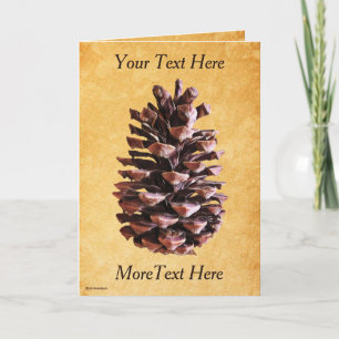 Pine Cone On Vintage Paper Card