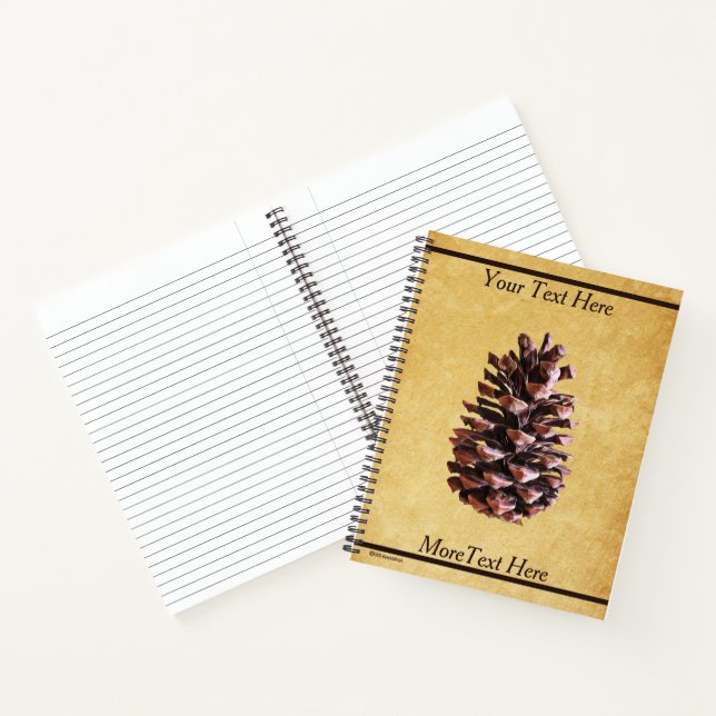 Pine Cone On Vintage Paper Notebook (Inside)