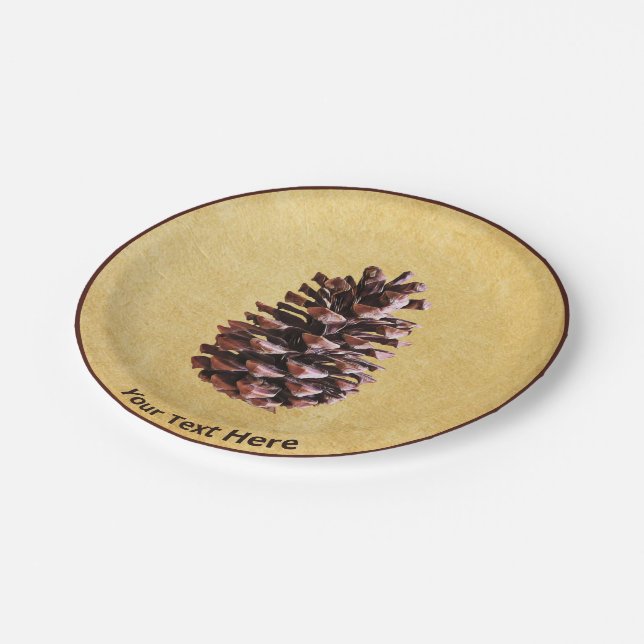Pine Cone On Vintage Paper Paper Plates (Angled)