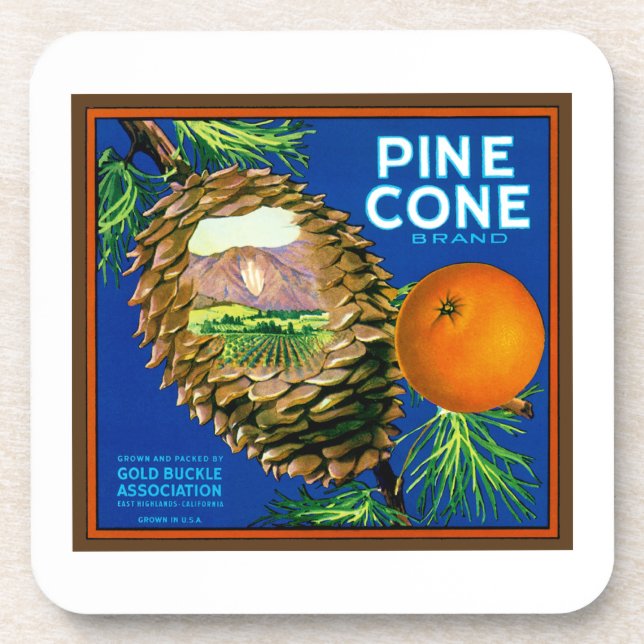Pine Cone Oranges Beverage Coaster (Front)