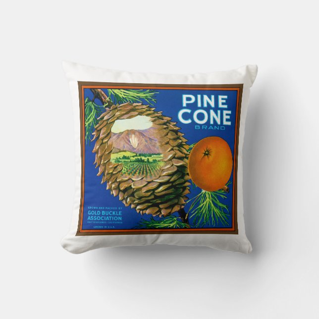 Pine Cone Oranges Throw Pillow (Front)