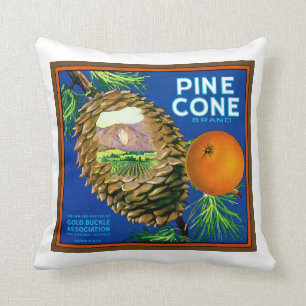 Pine Cone Oranges Throw Pillow