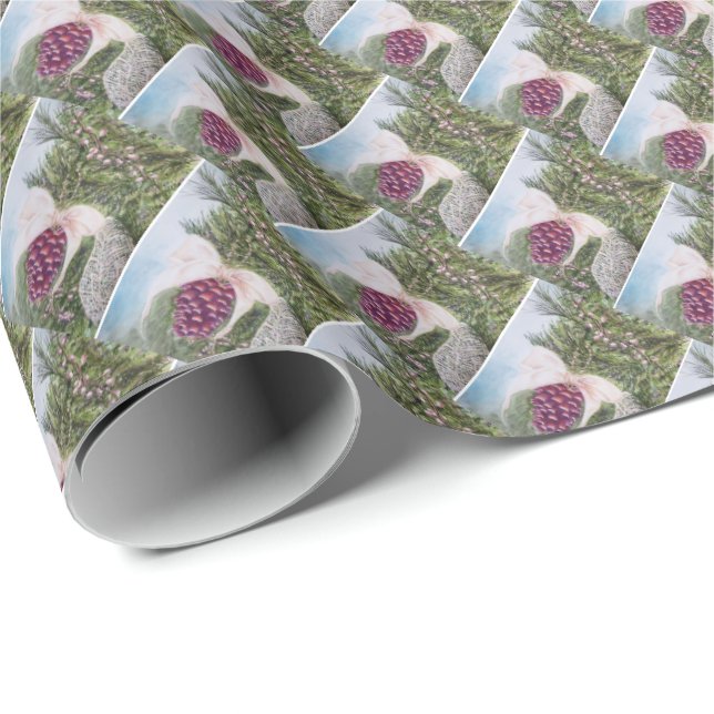 Pine Cone Ornament Wrapping Paper (Roll Corner)