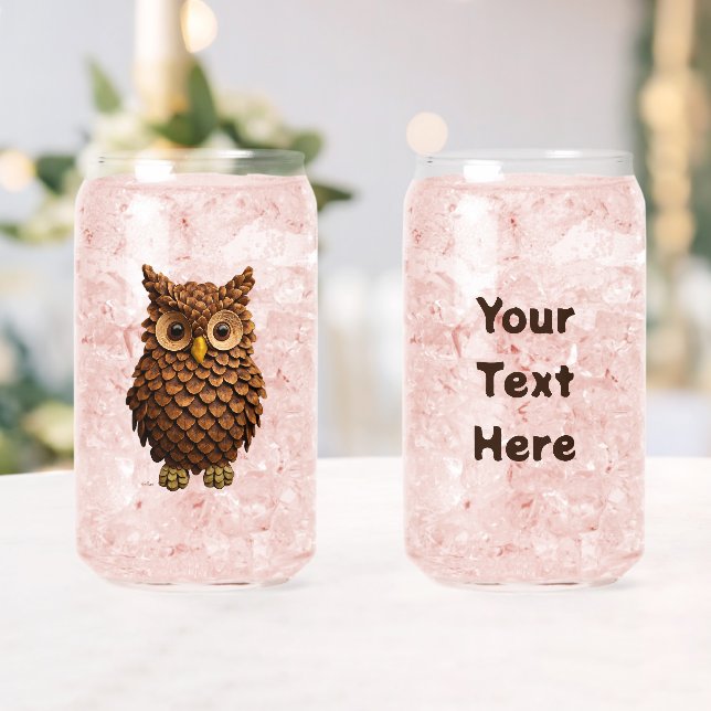 Pine Cone Owl Can Glass (Insitu (Wedding))