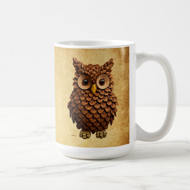 Pine Cone Owl Coffee Mug (Right)