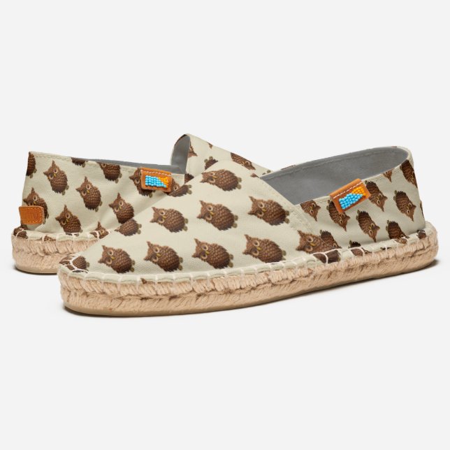 Pine Cone Owl Espadrilles (Angled)