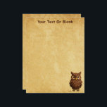 Pine Cone Owl Letterhead<br><div class="desc">A cute owl made of pine cone scales superimposed on an old paper background image. Customize by adding your own text.You may change both the font and text color.</div>