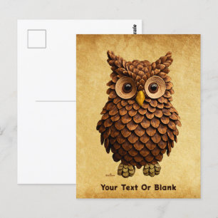 Pine Cone Owl Postcard
