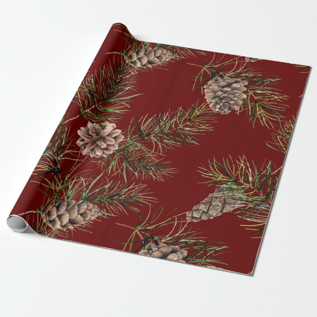 Pine Cone Pattern Wrapping Paper (Unrolled)