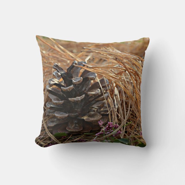Pine Cone Pine Needles Caress Throw Pillow (Front)