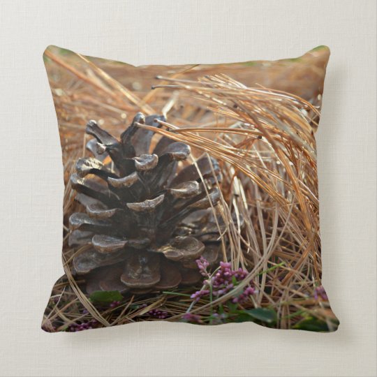 Pine Cone Pine Needles Caress Throw Pillow