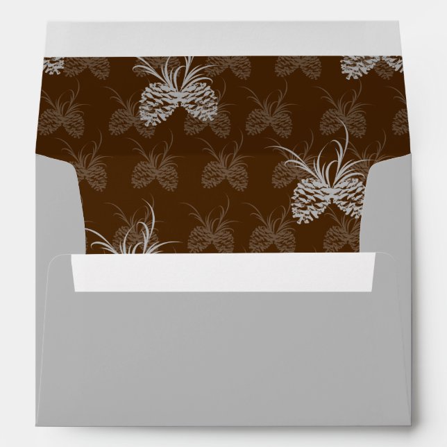 Pine Cone Rustic Silver and Brown Envelope (Back (Bottom))