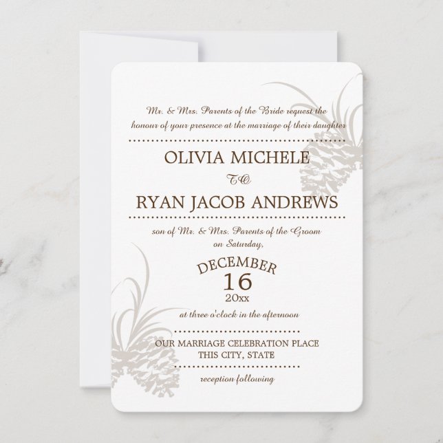 Pine Cone Silhouette Wedding Invitation (Front)