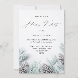 Pine Cone & Snow Holiday Party Invitation