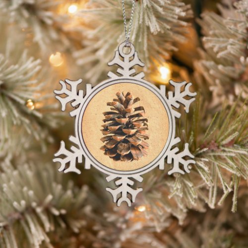 Pine Cone Snowflake Pewter Christmas Ornament