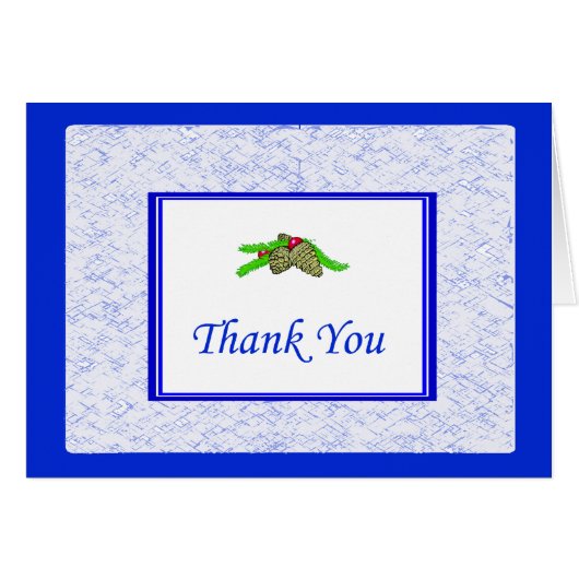 Pine Cone Thank You Card With Blue Border (Front Horizontal)