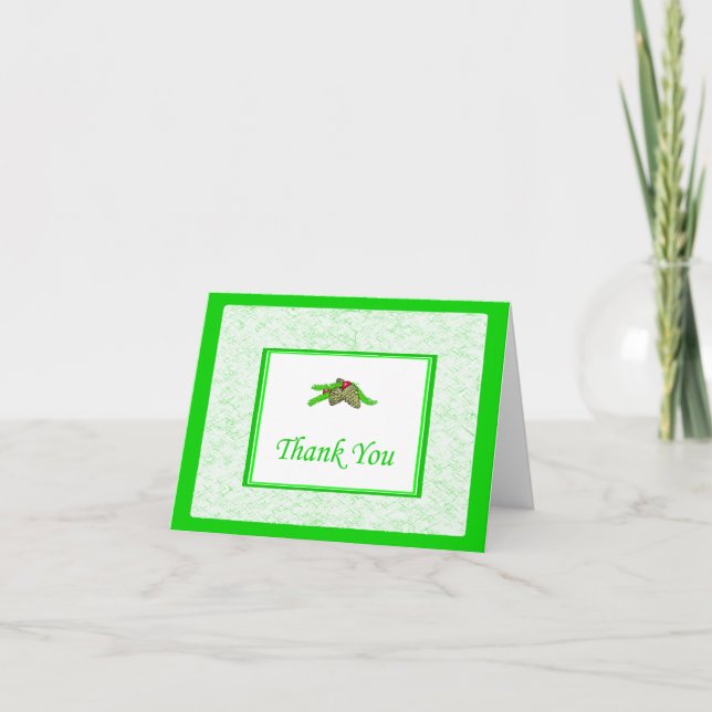 Pine Cone Thank You Card With Green Border (Front)