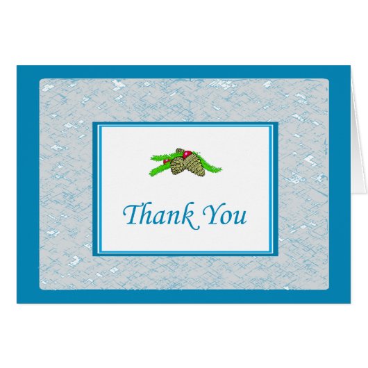 Pine Cone Thank You Card With Medium Blue Border (Front Horizontal)