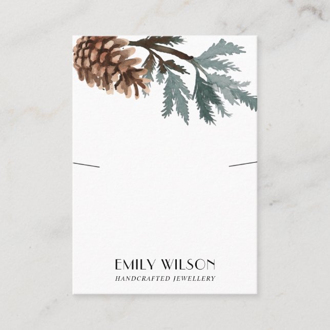 PINE CONE TREE BRANCH NECKLACE  BRACELET DISPLAY BUSINESS CARD (Front)