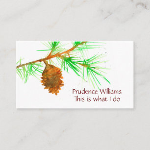 Pine Cone Tree Branch Watercolor Botanical Business Card