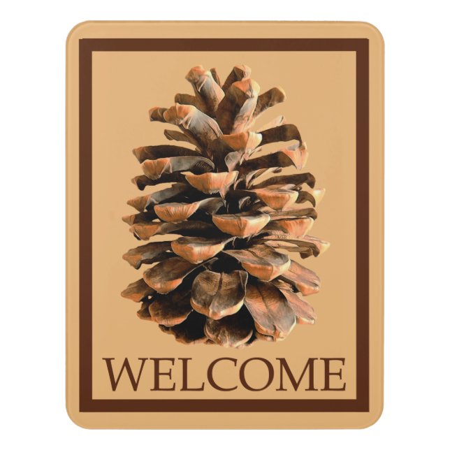 Pine Cone - Welcome Door Sign (Contemporary Vert)
