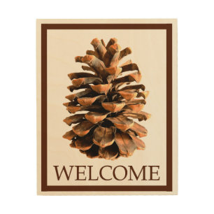 Pine Cone - Welcome Wood Wall Art