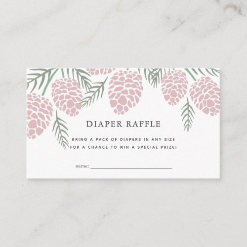 Pine Cone White Baby Shower Diaper Raffle Ticket Enclosure Card