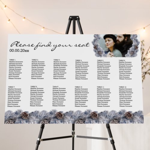 Pine cone winter 12 table guest seating chart foam board