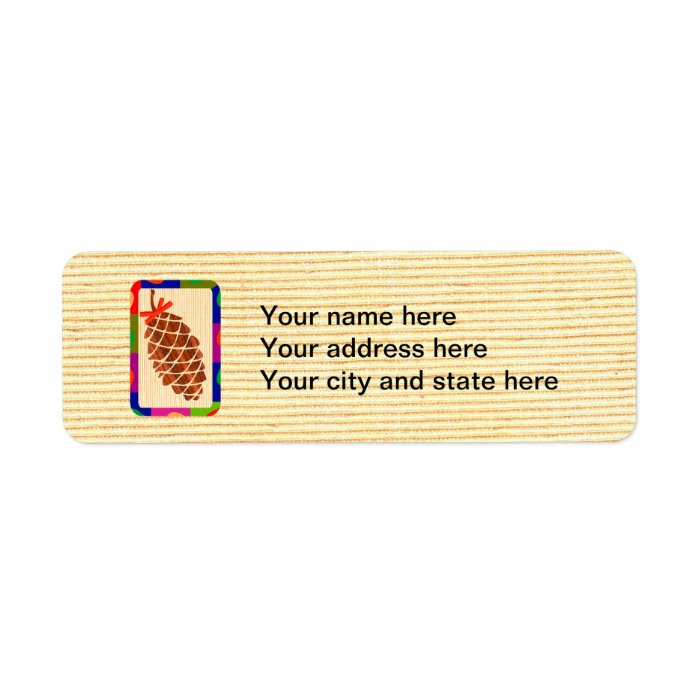 Pine cone with colorful border custom return address label