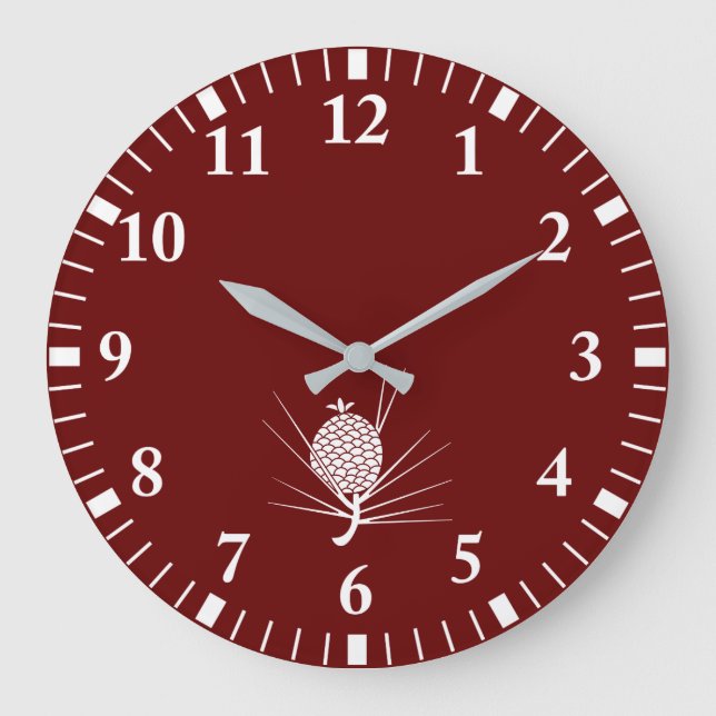 Pine cone with needles large clock (Front)