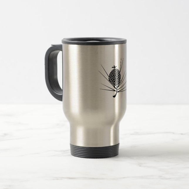 Pine cone with needles travel mug (Front Left)