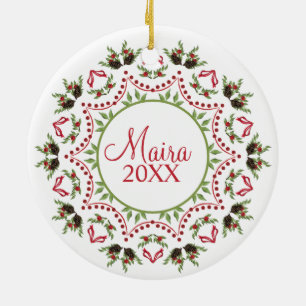 Pine cones and berries Mandala photo Ornament